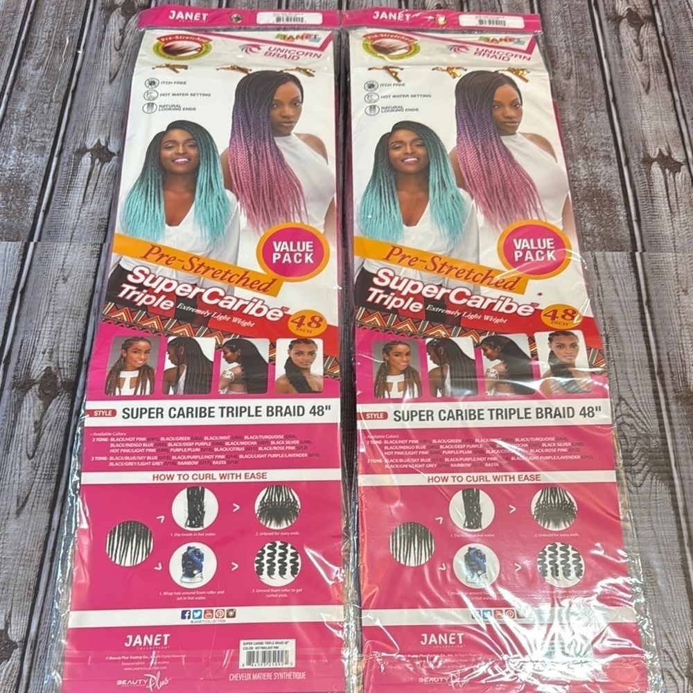 Super Caribe Triple Braid 48" - Hot Pink to Light Pink Braiding Hair